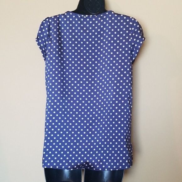 Zara Basic Navy Polka Dot Blouse - Picture 4 of 6